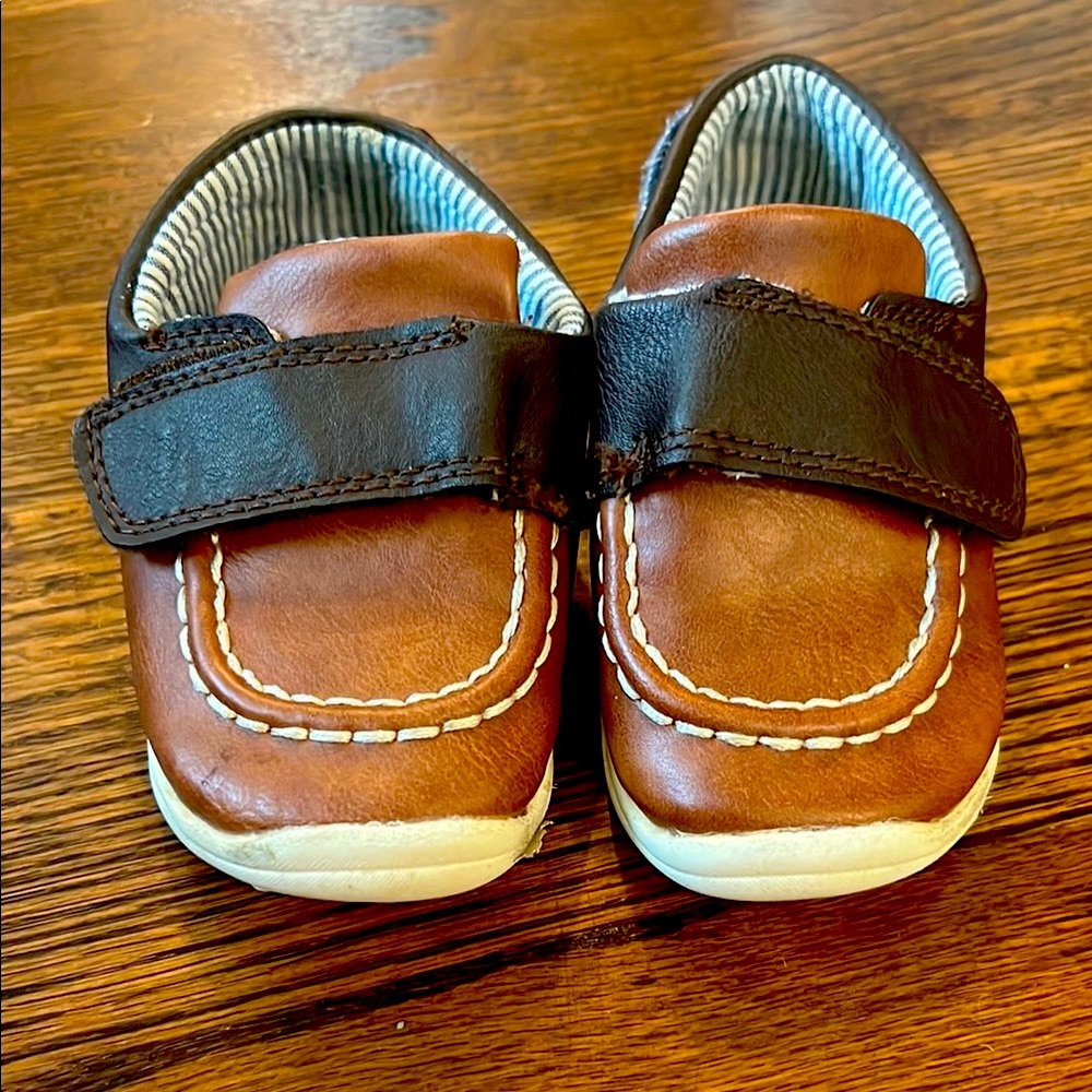 Carter's Brown and White Baby Walker Shoes with Velcro Strap